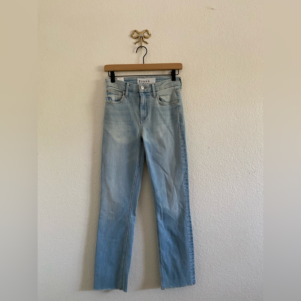 Frank & Eileen Jeans Women’s Size 25 Blue Straight Raw Hem Made USA Pockets